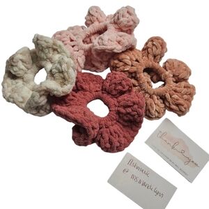 Handmade Crochet Velvet Scrunchies (Set of 4)